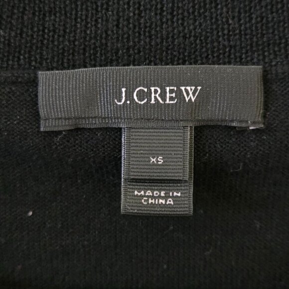 J.Crew Black Merino Wool 3/4 Sleeve Crewneck Sweater Size XS - Picture 3 of 4